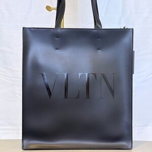Valentino Garavani Men’s VLTN Leather Tote Bag - NWI - Tone-on-Tone VLTN Logo